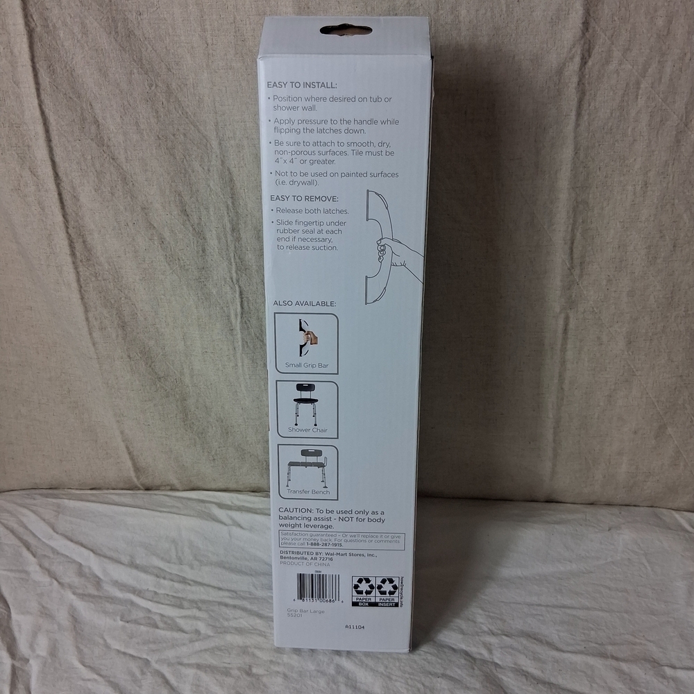 Equate White and Black Grip Bar for Bath and Shower- You Will Get Both - Picture 2 of 7